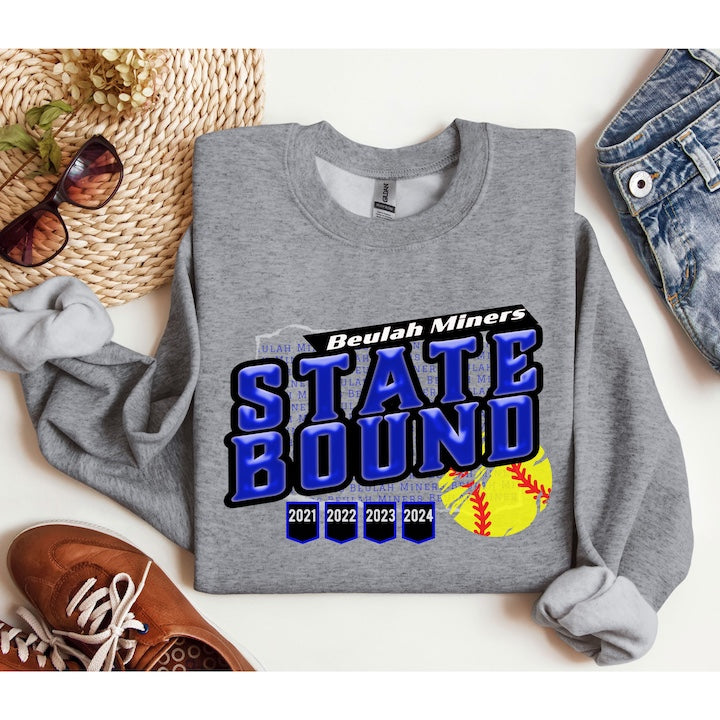 Beulah Miners Softball STATEBOUND Crewneck