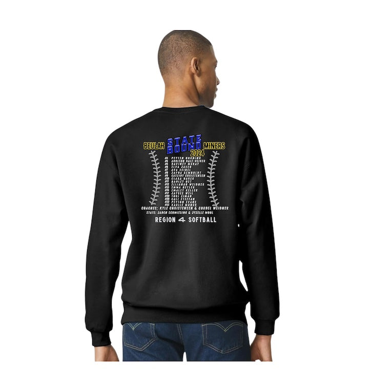 Beulah Miners Softball STATEBOUND Crewneck