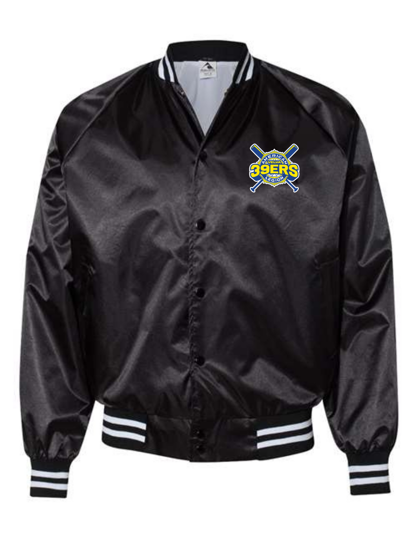 Satin Baseball Jacket Striped Trim