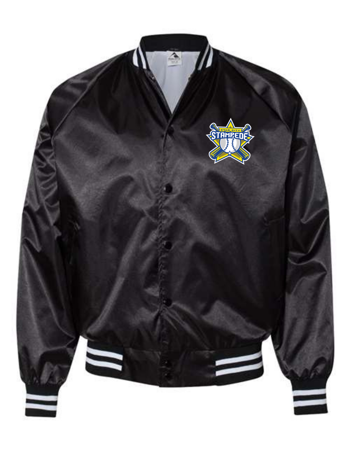 Satin Baseball Jacket Striped Trim